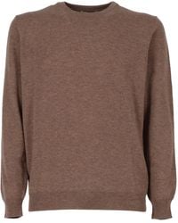 Kangra Cashmere - Girocollo Basico Rasato Calato C/Toppe Alcantara - Lyst