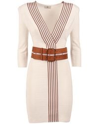 Elisabetta Franchi - Abito Di Maglia Con Cintura - Lyst
