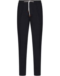 Eleventy - Blaue Gerade Hose Mit Kordelzugbund - Lyst