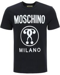 Moschino Dubbel Vraagteken T Shirt Zwart Katoen