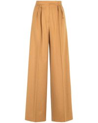 Max Mara - 'ori' Kameel Katoenen Blend Jersey Broek - Lyst