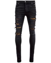 Amiri - Leopard Denim Jeans - Lyst