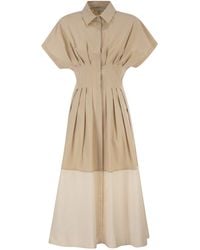 Antonelli - Cotton Stretch Shirt Dress With Pleated Waist - Lyst