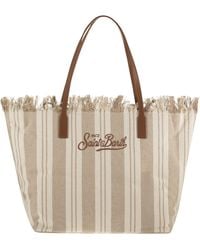 MC2 Saint Barth - City Shopper Bag With Stripes And Embroidered Logo - Lyst