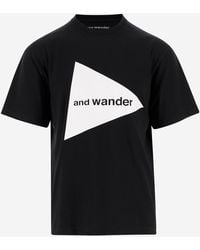 and wander - T-Shirt Cotton-Blend - Lyst