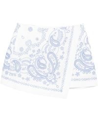 Self-Portrait - Selbstporträt-Skort aus weiß und blau besticktem Leinen - Lyst