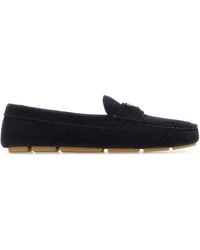 Prada - Dark Suede Loafers - Lyst