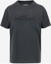 Maison Margiela - Logo Printed Cotton Crewneck Tee - Lyst