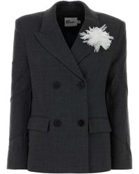 Self-Portrait - Graphite Twill Oversize Blazer - Lyst