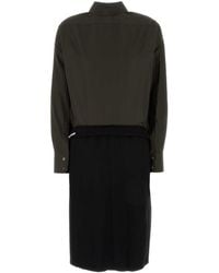 Maison Margiela - Two-Tone Poplin And Wool Shirt Dress - Lyst