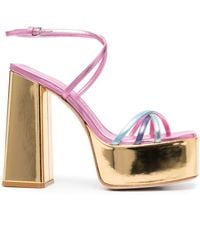 HAUS OF HONEY - Foil-effect Platform Sandals - Lyst