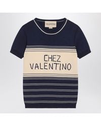 Valentino - Ribbed Top With Chez Embroidery - Lyst