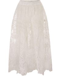 Maurizio Mykonos - Embroidered Lace Midi Skirt With Elasticated Waist - Lyst
