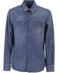 Peserico - Lightweight Cotton Denim Shirt With Patch Pockets - Lyst