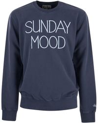 Mc2 Saint Barth - Cotton Sweatshirt With Sunday Mood Lettering - Lyst