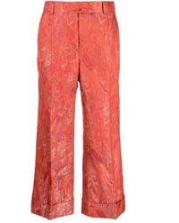 Alberto Biani - Cropped Jacquard-Pattern Trousers - Lyst