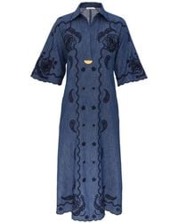 Zimmermann - Aster Denim Midi Dress - Lyst