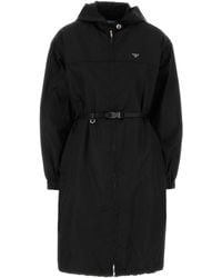 Prada - Black Re-nylon Raincoat - Lyst