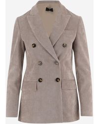F.it - Jacket Double-Breasted Stretch Velvet Polyester - Lyst