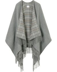 Burberry - Check Wool Cape - Lyst