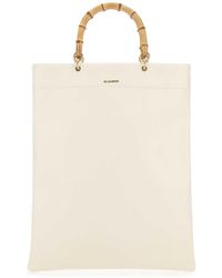 Jil Sander - Ivory Leather Medium Shopping Bag - Lyst