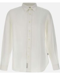 Woolrich - Weißes Leinenhemd Mit Langen Ärmeln - Lyst