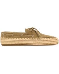 Miu Miu - Suede And Raffia Loafers - Lyst