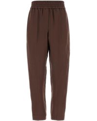 Brunello Cucinelli - Chocolate Viscose Blend Pant - Lyst