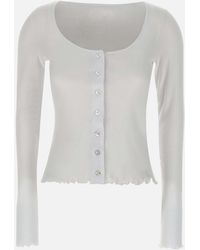 ROTATE BIRGER CHRISTENSEN - Ruota Maglione Di Cotone Bianco Birger Christensen Con Scollo A Forte Calo - Lyst