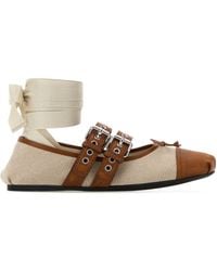 Miu Miu - Two-Tone Canvas Ballerinas - Lyst