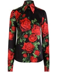 Dolce & Gabbana - Rose Print Silk Shirt - Lyst