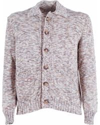 Sette Fili Cashmere - Tweed Button-Up Jacket, Plain Knit With Polo Collar And Pockets Cotton - Lyst