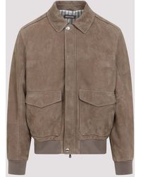 Brunello Cucinelli - Leren Bomberjack - Lyst