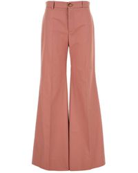 Chloé - Dark Pink Cotton Palazzo Pant - Lyst