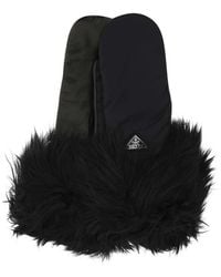 Prada - Nylon And Nappa Leather Gloves - Lyst