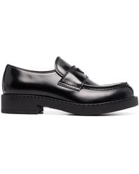 Prada - Brushed Leather Loafers - Lyst