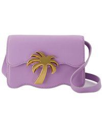 Palm Angels - Palm Beach Bag Pm In Lila En Goudleer - Lyst