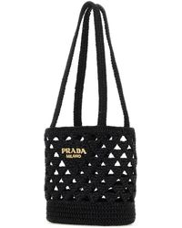 ハンドバッグ PRADA BLACK STRAW HANDBAG Prada Straw Tote | Lyst