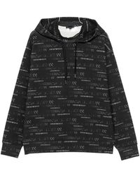 Emporio Armani - Logo-Pattern Drawstring Hoodie - Lyst