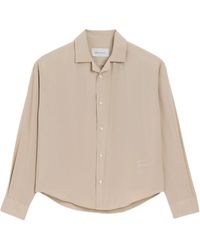 Ami Paris - Camisa boxy de manga larga con cuello camp y bordado de - Lyst