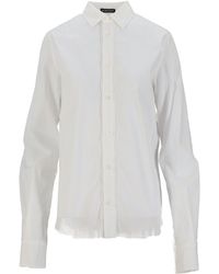 Ann Demeulemeester - Liek Klassiek Overhemd Met Ruwe Randen Licht Katoen - Lyst