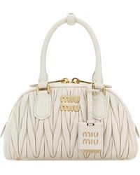 Miu Miu - Ivory Nappa Leather Arcadie Handbag - Lyst