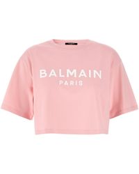 Balmain - Logo Crop T -shirt - Lyst