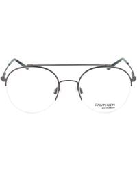 Calvin Klein - Satin Gunmetal Metal Optical Glasses - Lyst