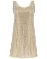 Prada - Embellished Mesh Mini Dress - Lyst