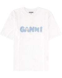 Ganni - T-Shirt Con Logo - Lyst