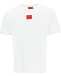 HUGO - T-shirt en jersey de coton avec étiquette logo - Lyst