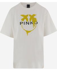 Pinko - Cotton T Shirt With Logo Print - Lyst