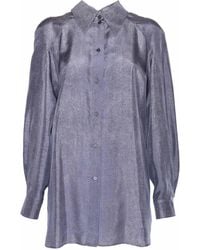 Alberta Ferretti - Fluid Silk Shirt With Classic Collar - Lyst