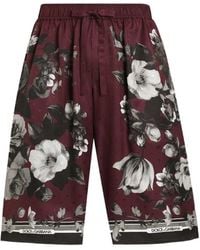 Dolce & Gabbana - Vanity Twill Trousers With Peony Foliage Print - Lyst